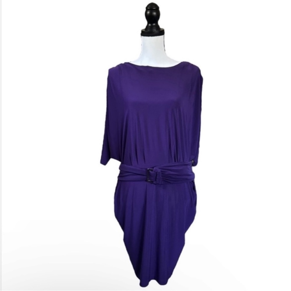 Mark & James Badgley Mischka Purple Dolman Sleeve Belted Knit Dress New Wave XS